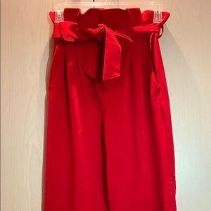 red paper bag pants